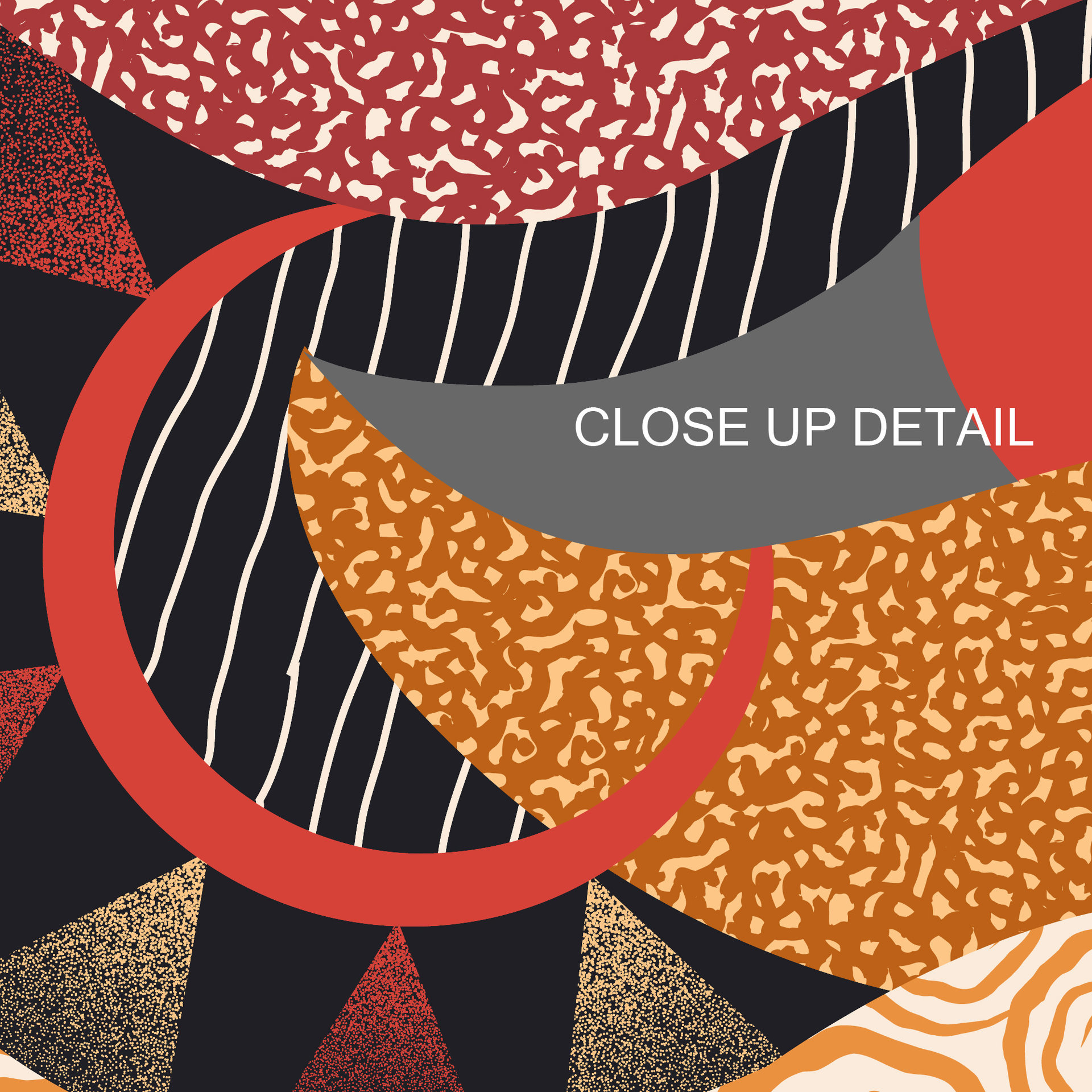 Multicolor Abstract Shapes Modern Art Shower Curtain Close up View