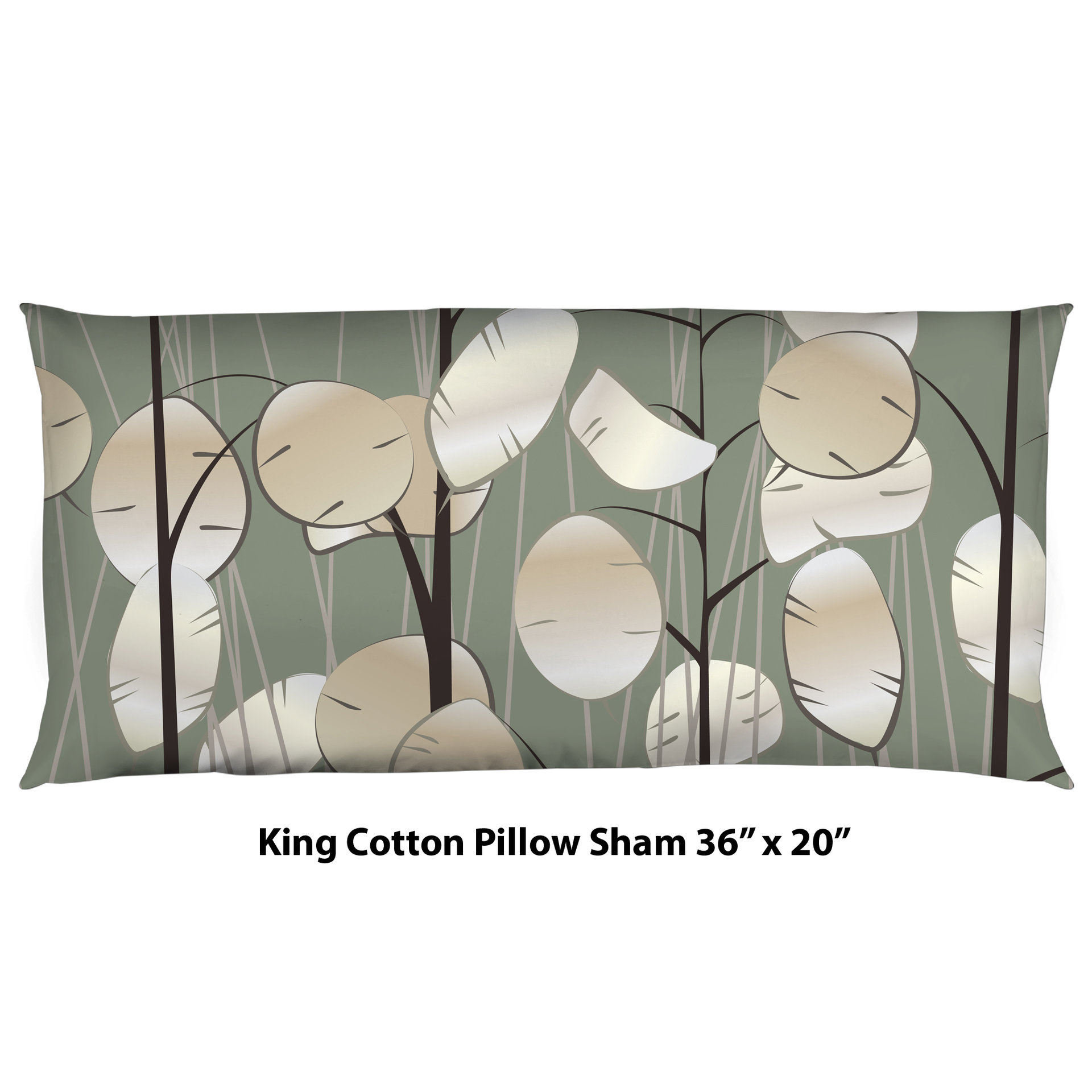 Sage Green Botanical Bedding, Cotton or Poly