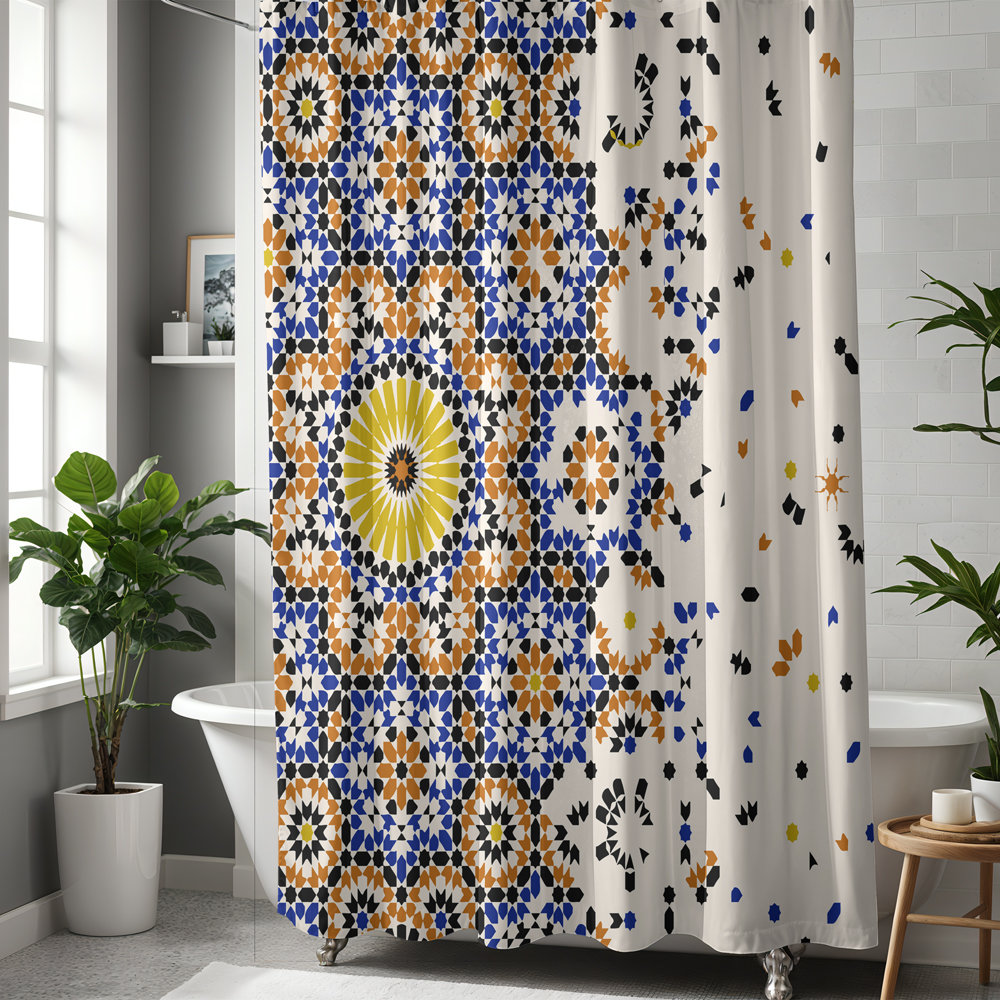 Moroccan Shower Curtain, Mosaic Pattern 
