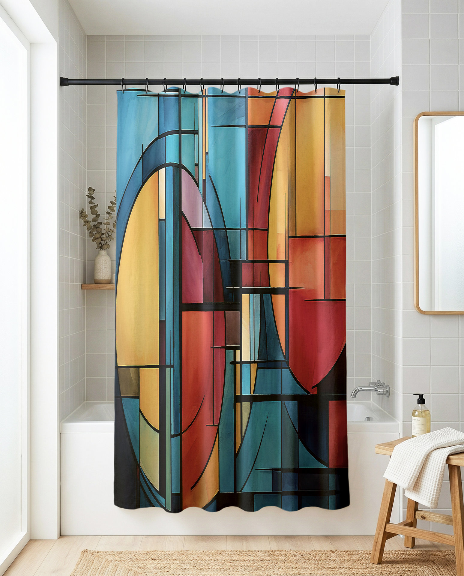Jewel Colors Abstract Art Shower Curtain