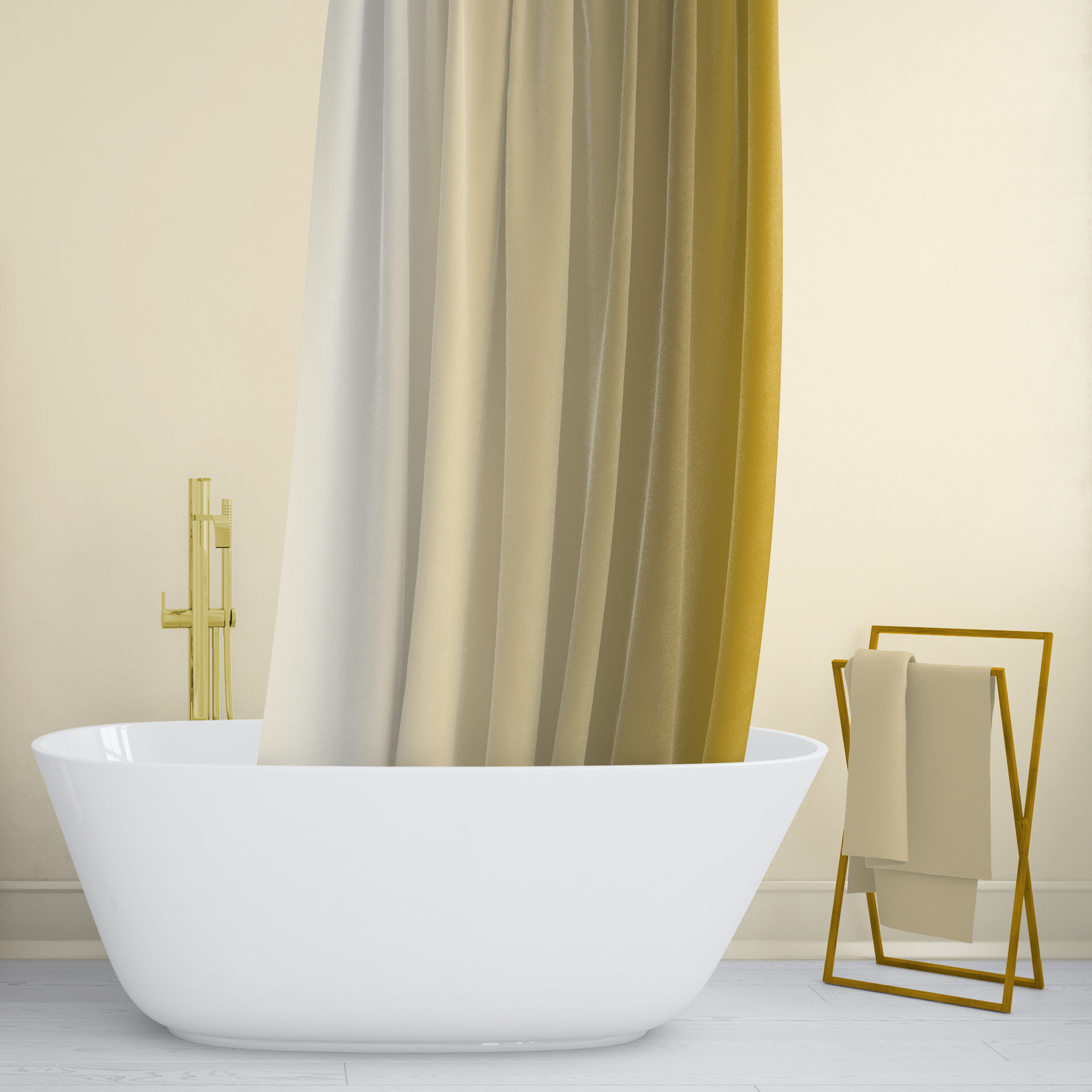 Lemon curry yellow Ombré Stripes Shower Curtain