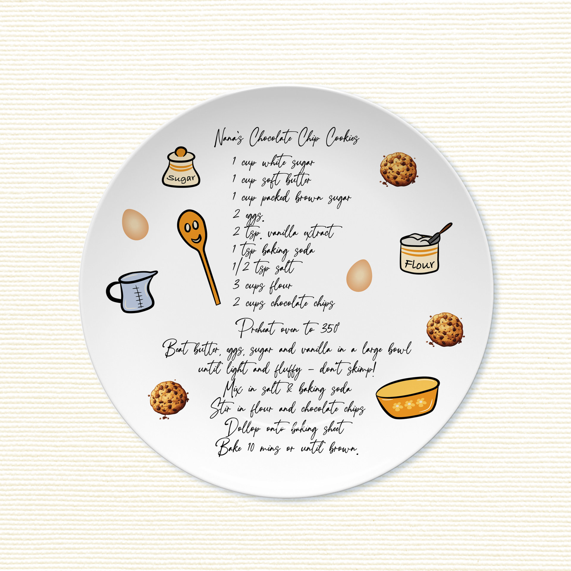 Personalized Handwritten Recipe Gift Plate with Display Stand 