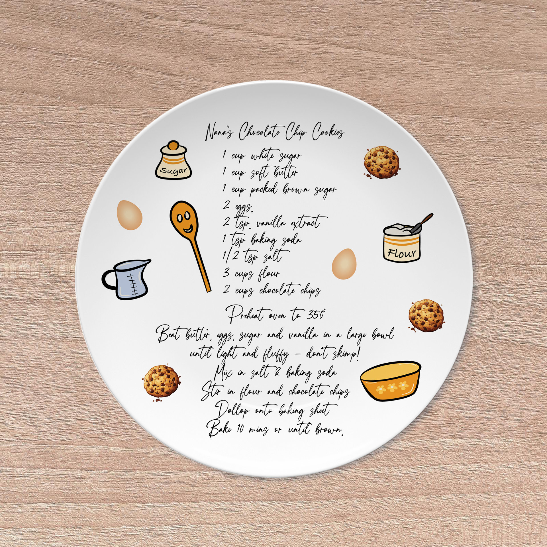 Personalized Handwritten Recipe Gift Plate with Display Stand 