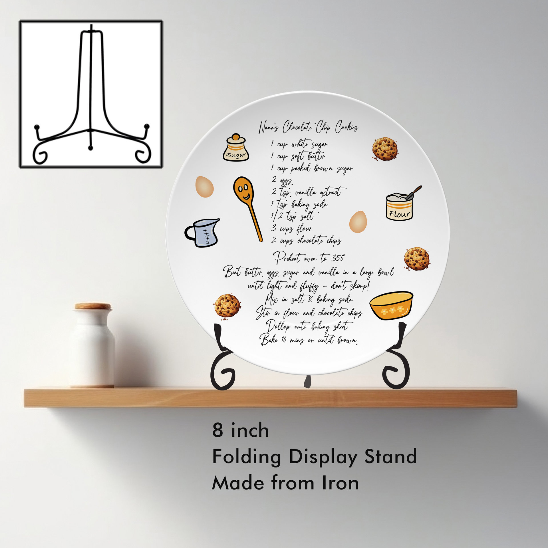 Personalized Handwritten Recipe Gift Plate with Display Stand 