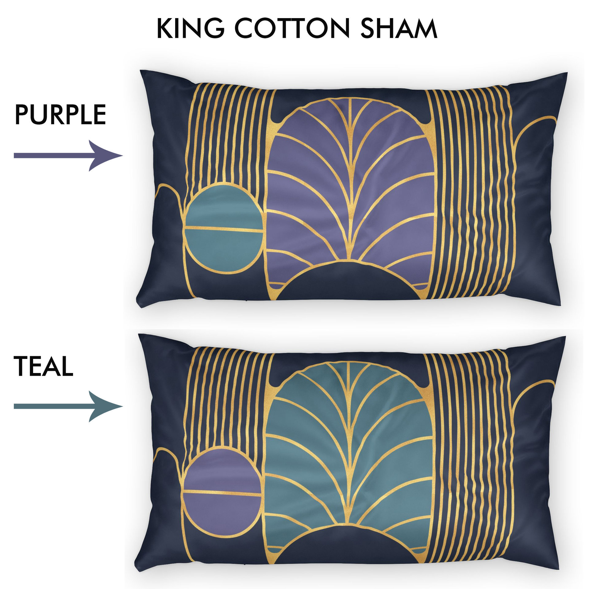 Navy Blue Art Deco Bedding, Poly or Cotton Comforter or Duvet Cover, Pillow Shams