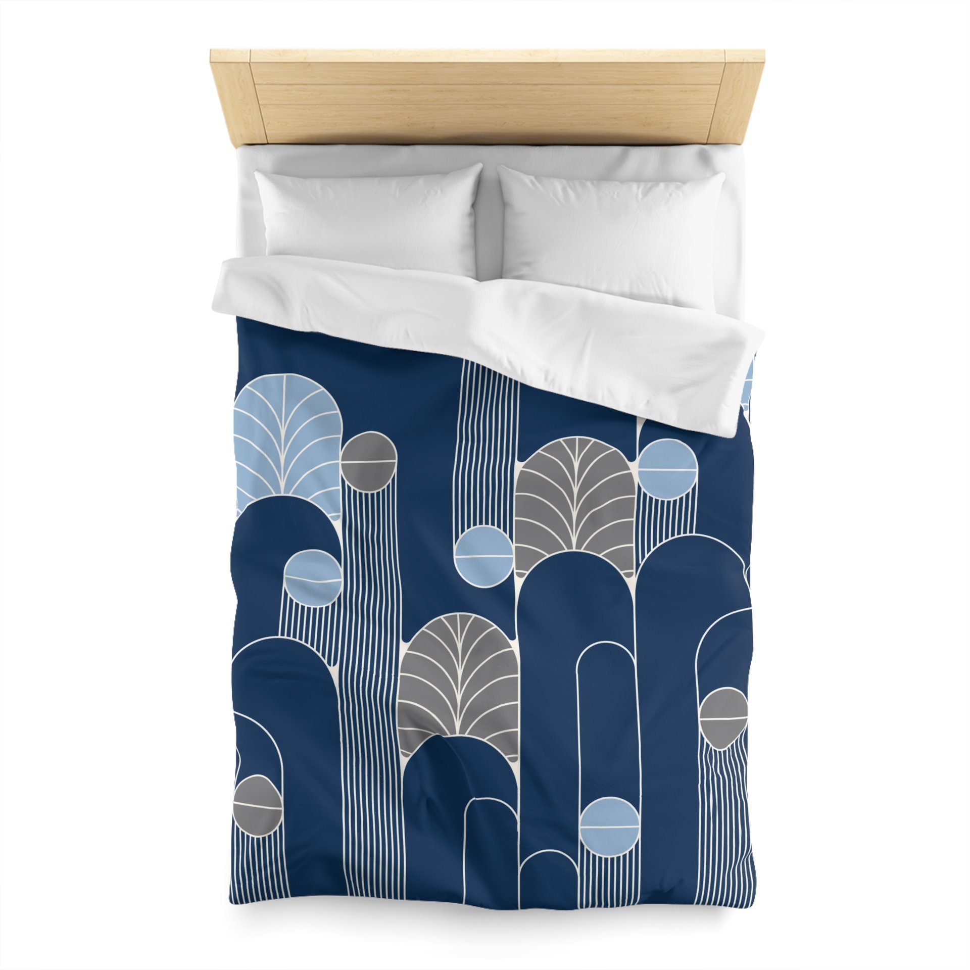 Midnight Blue Art Deco Bedding, Poly or Cotton Twin Duvet Cover