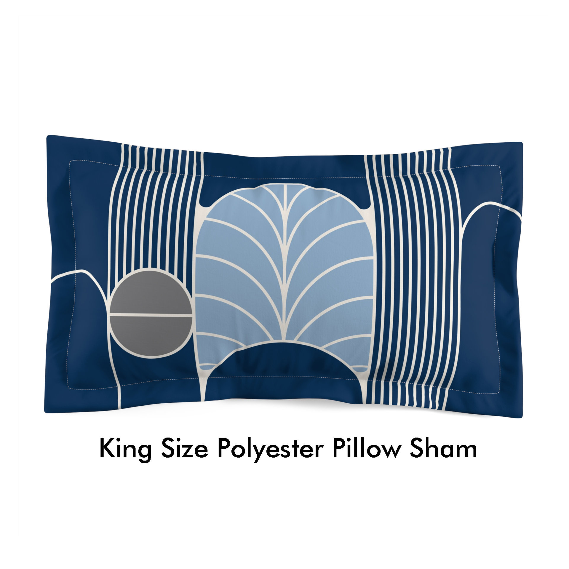 Midnight Blue Art Deco Poly King pillow sham