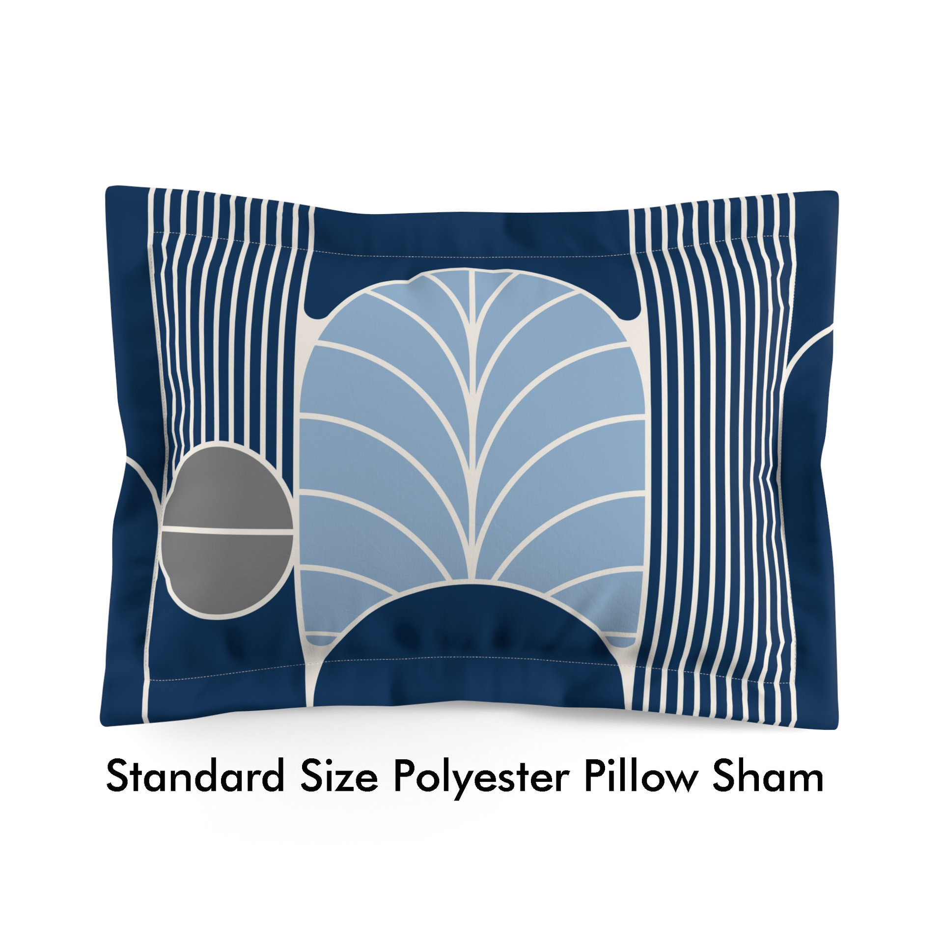 Midnight Blue Art Deco Poly Standard pillow sham
