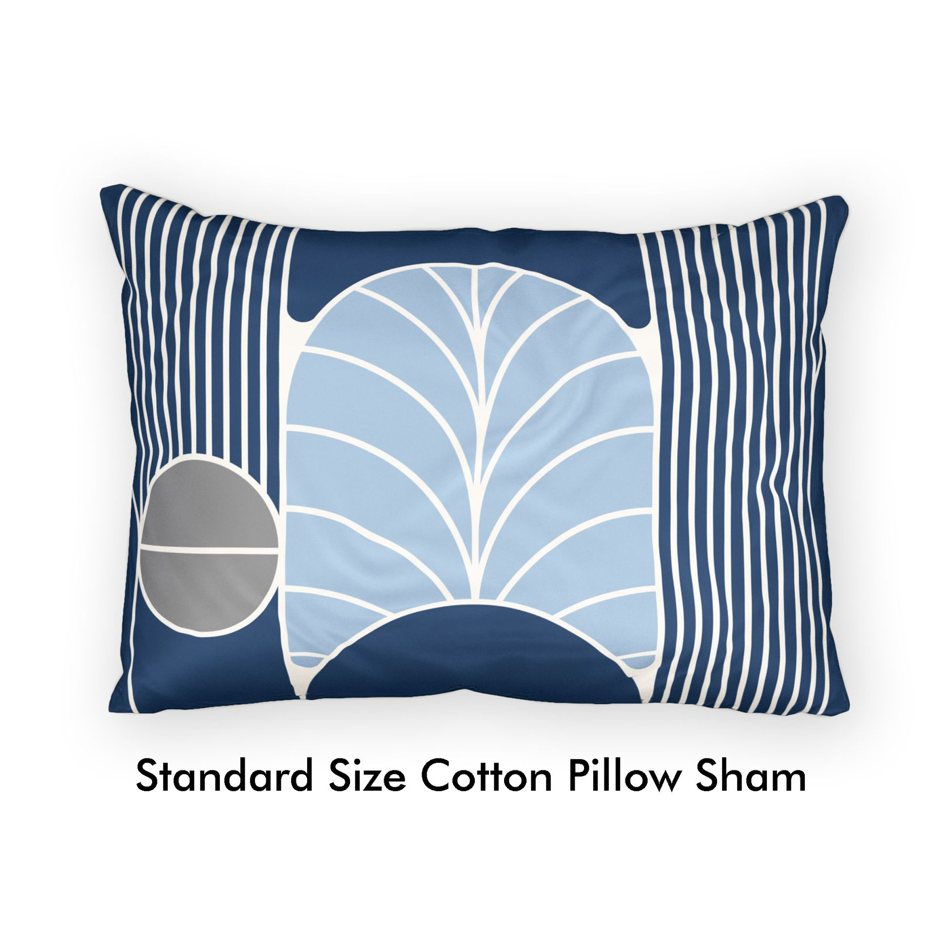 Midnight Blue Art Deco cotton standard pillow sham