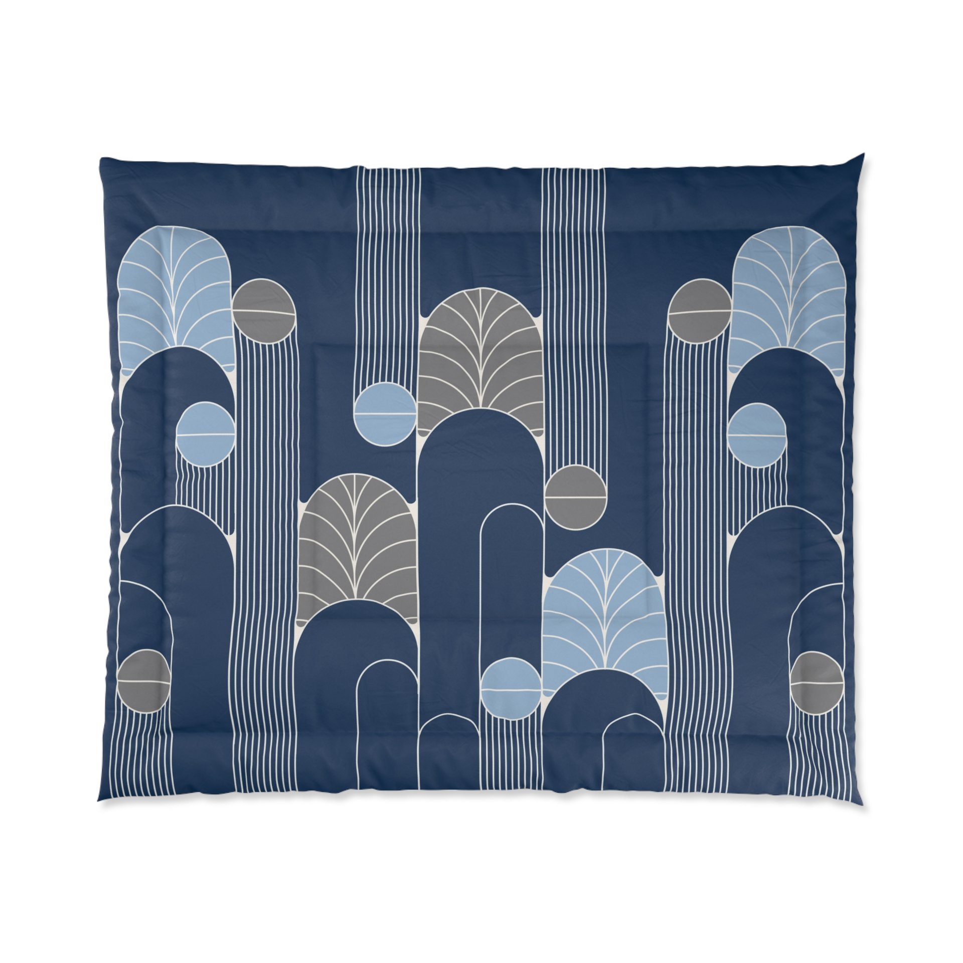 Midnight Blue Art Deco Poly or Cotton King comforter
