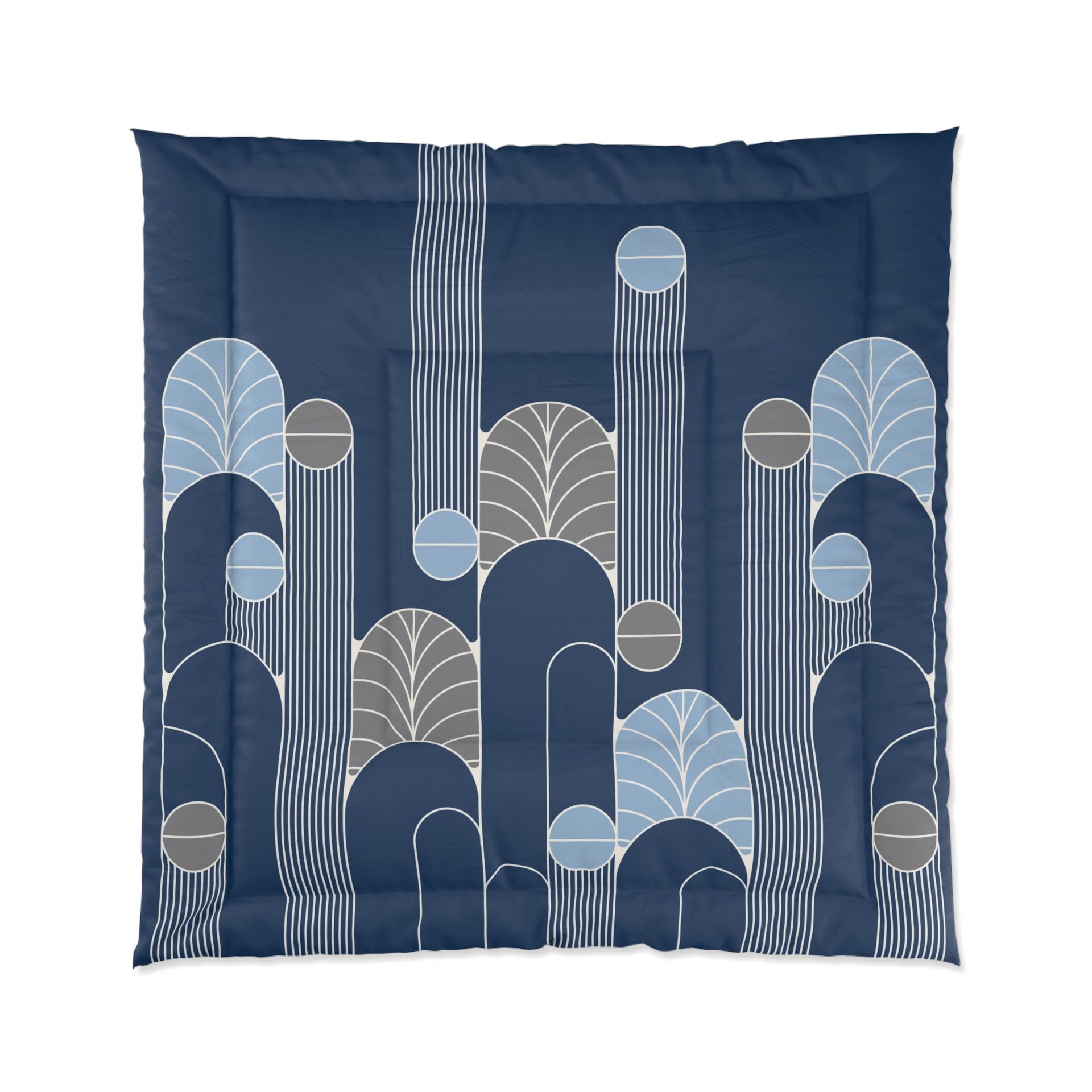 Midnight Blue Art Deco Poly or Cotton Queen comforter
