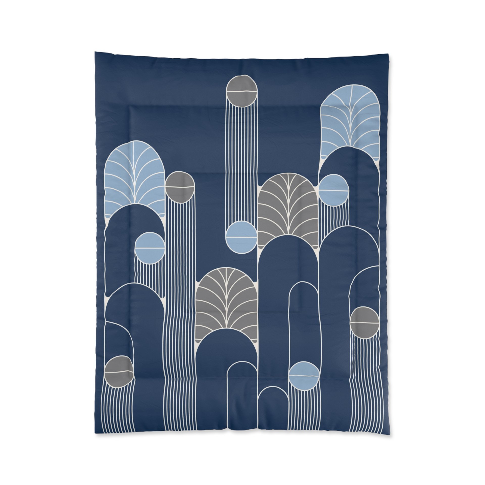 Midnight Blue Art Deco Poly or Cotton twin comforter