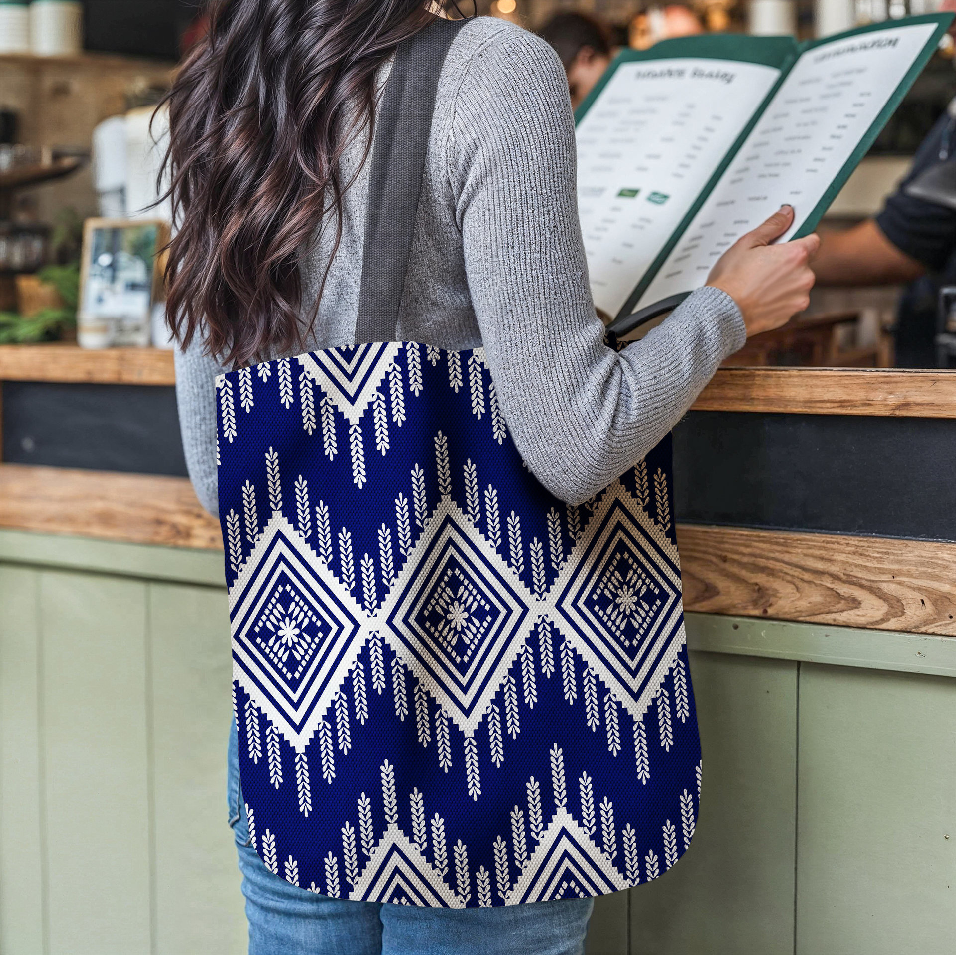 Tribal Pattern Woven Tapestry Bag