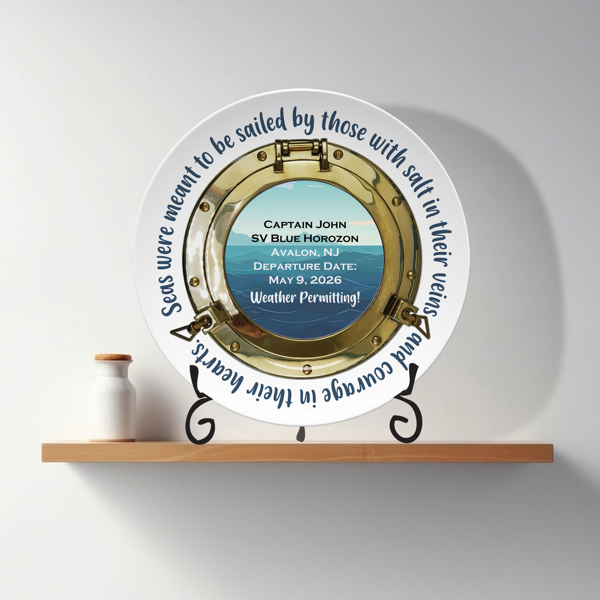 Retirement Gift Plate for a Sailor, white