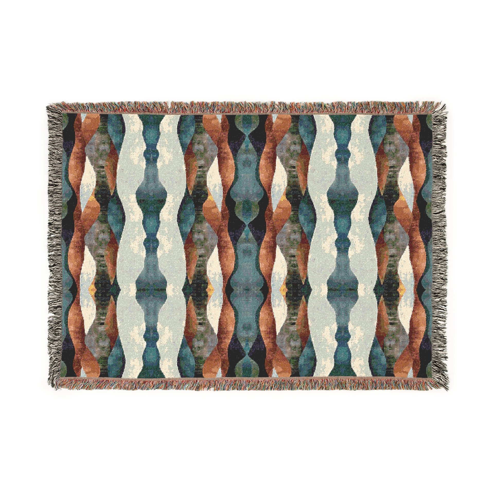 Nordic Stripes Woven Cotton Blanket in Earth Colors