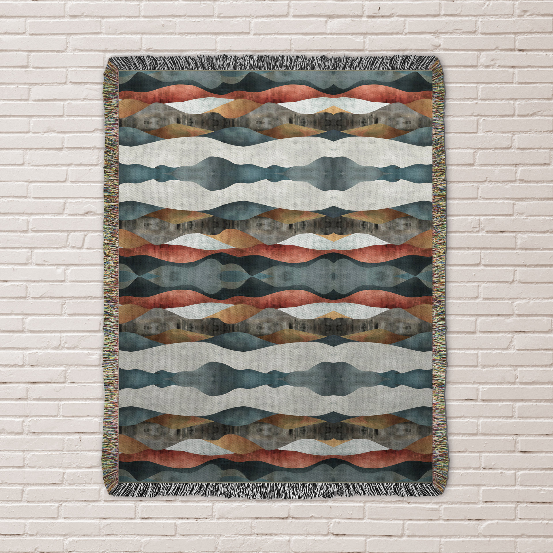 Nordic Stripes Woven Cotton Blanket in Earth Colors