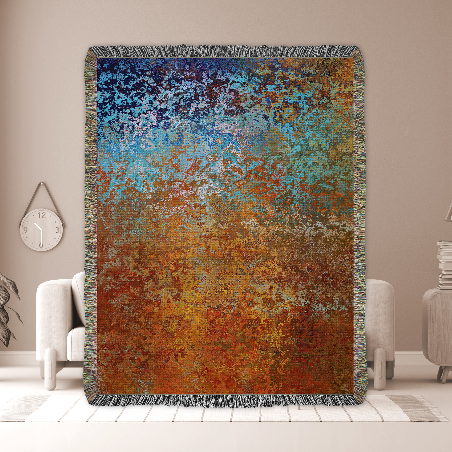 Abstract Ombré Woven Blanket in Southwestern Colors