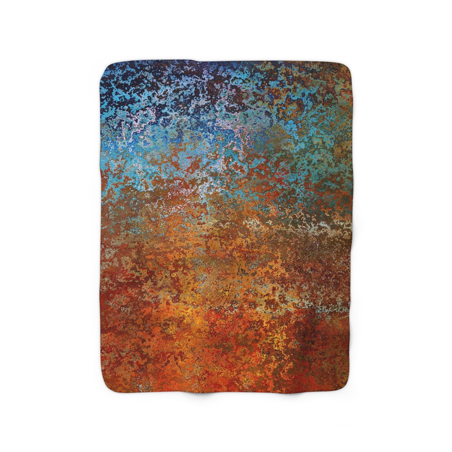 Burnt Orange and Blue Rusted Metal Pillow