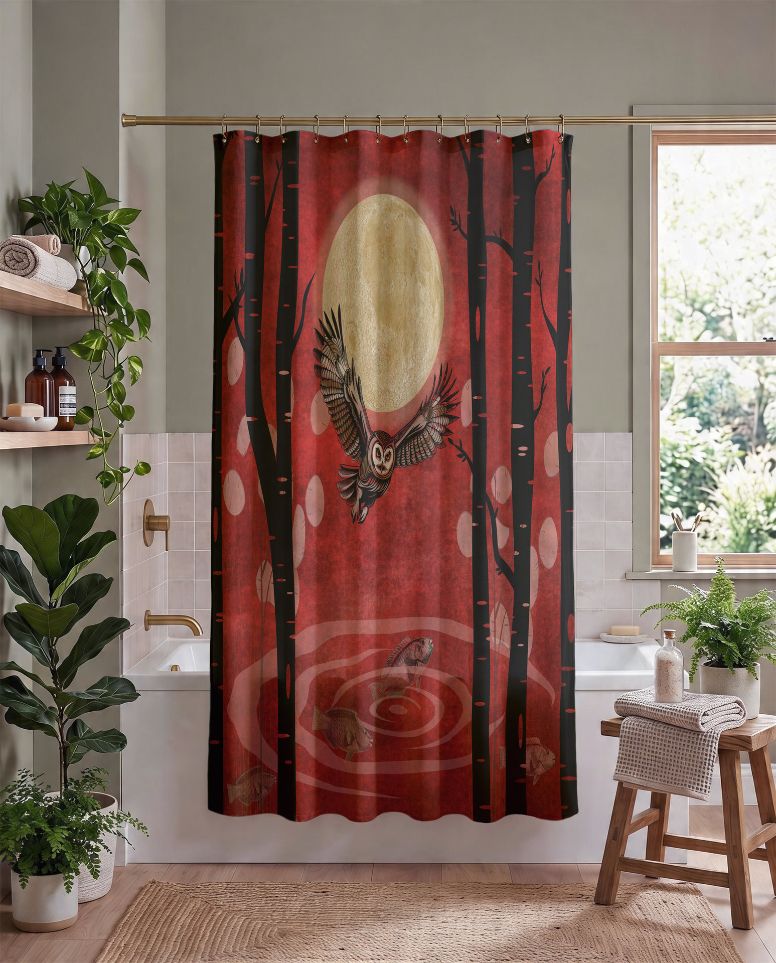 Predatory Owl Shower Curtain, Gothic Style