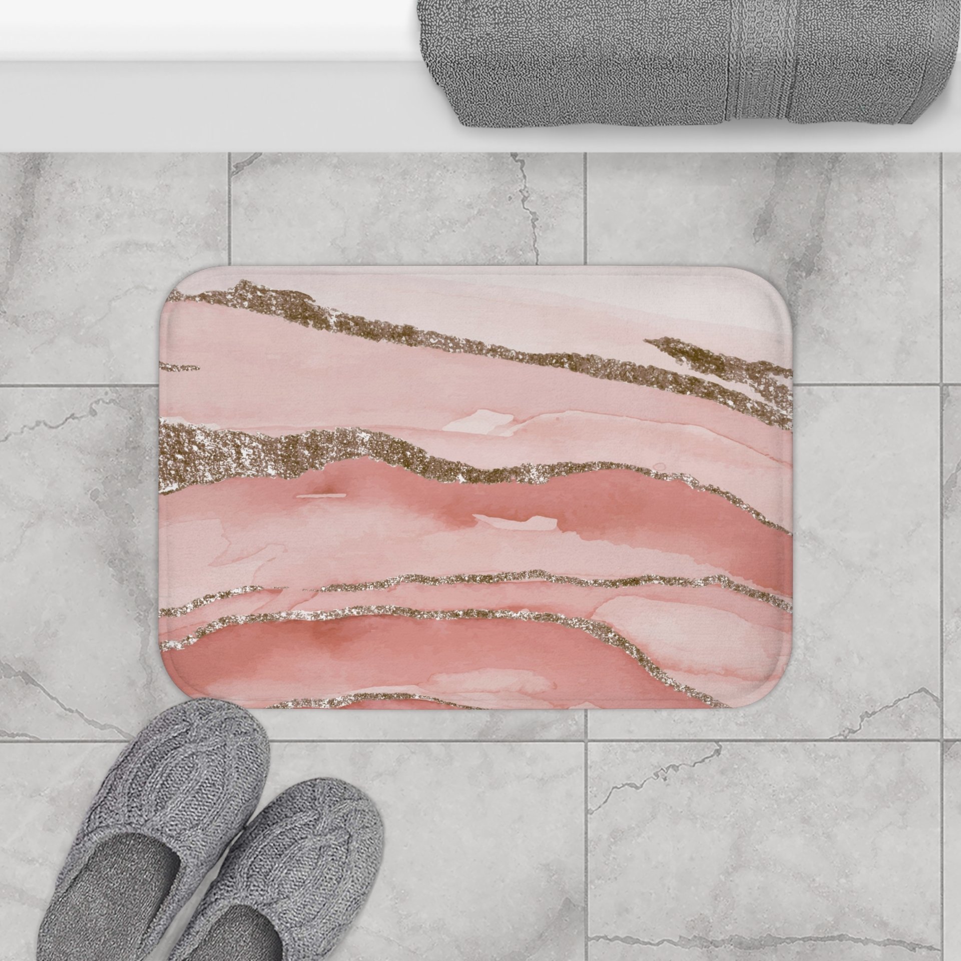 Pink Marble Shower Curtain
