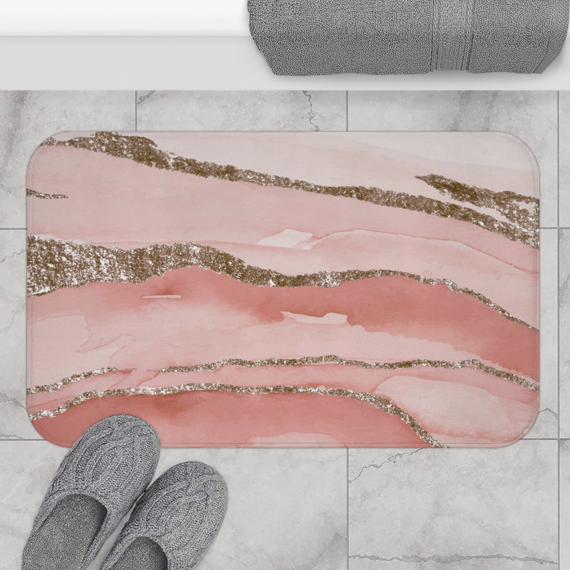 Pink Marble Shower Curtain