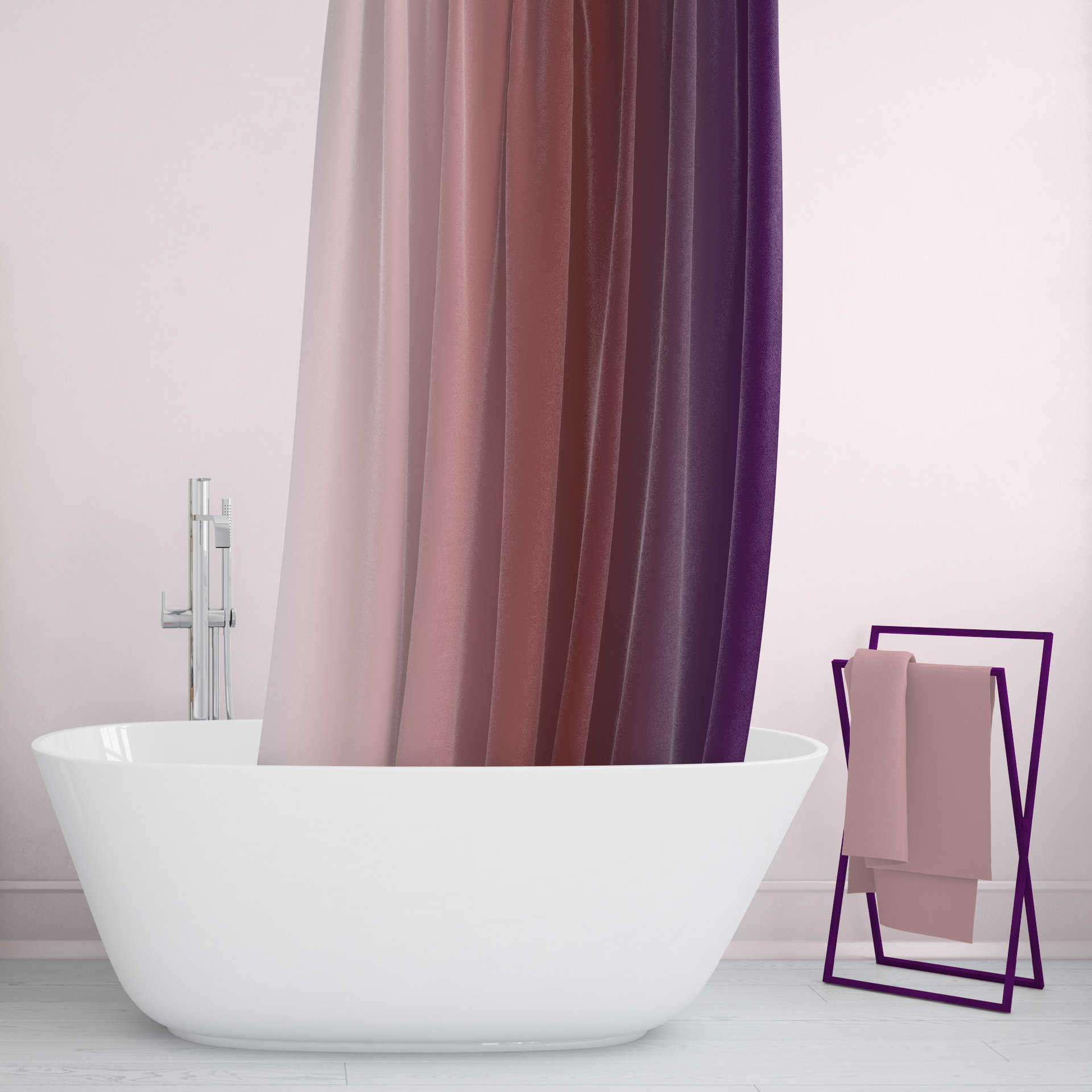 Purple Ombré Stripes Shower Curtain