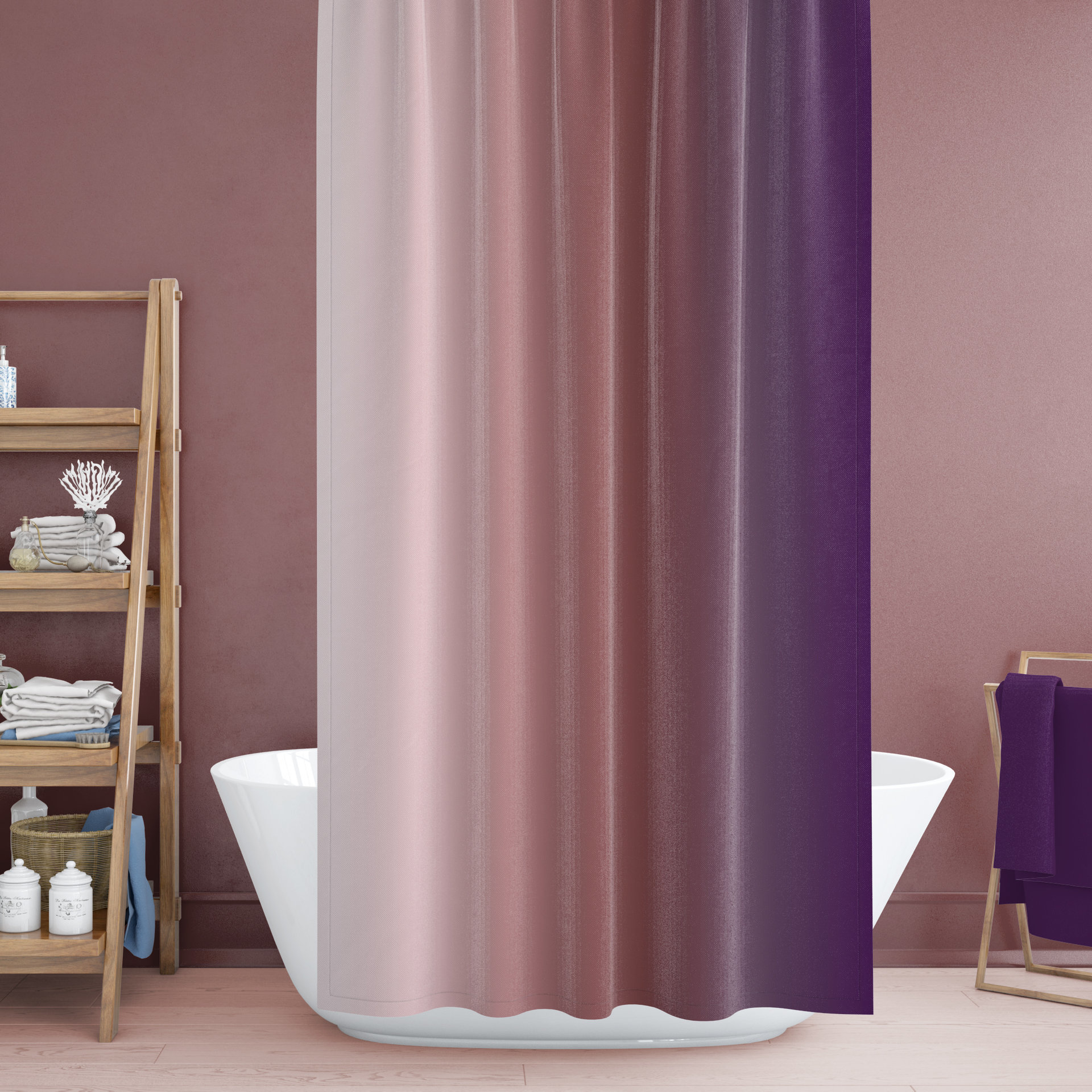 Mauve Ombré Stripes Shower Curtain