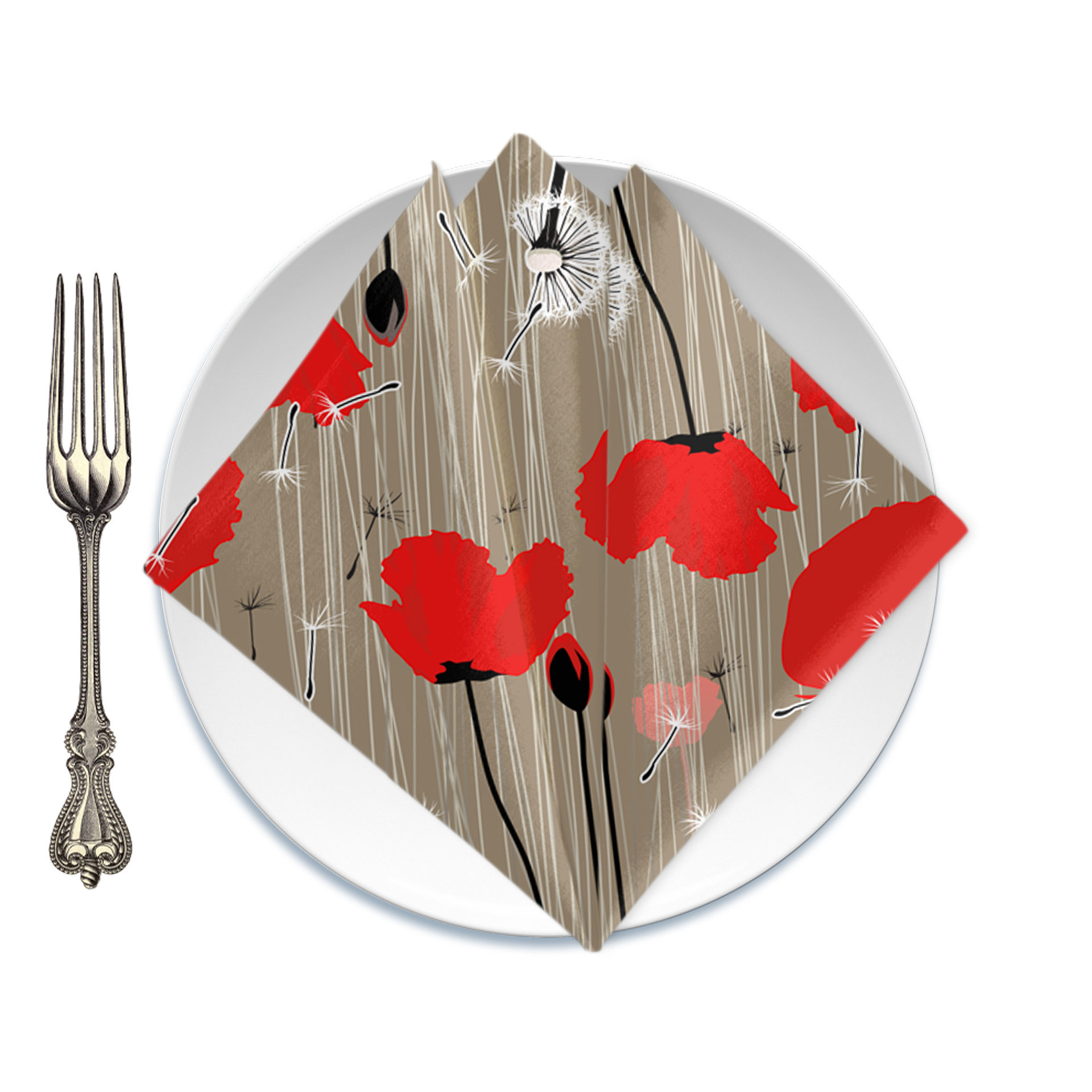 Bold red poppies table napkin