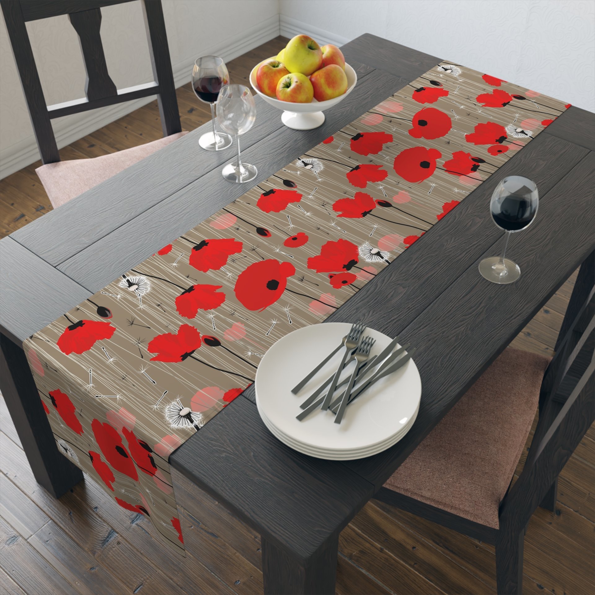 Red Poppy Table Runner