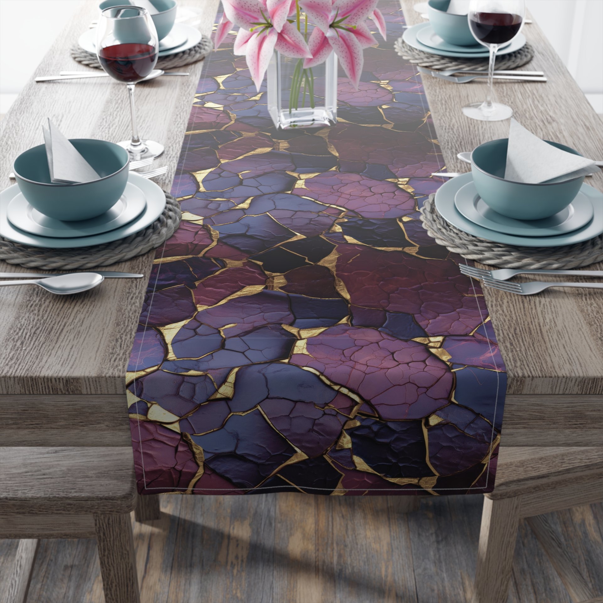 Purple Kintsugi Table Runner