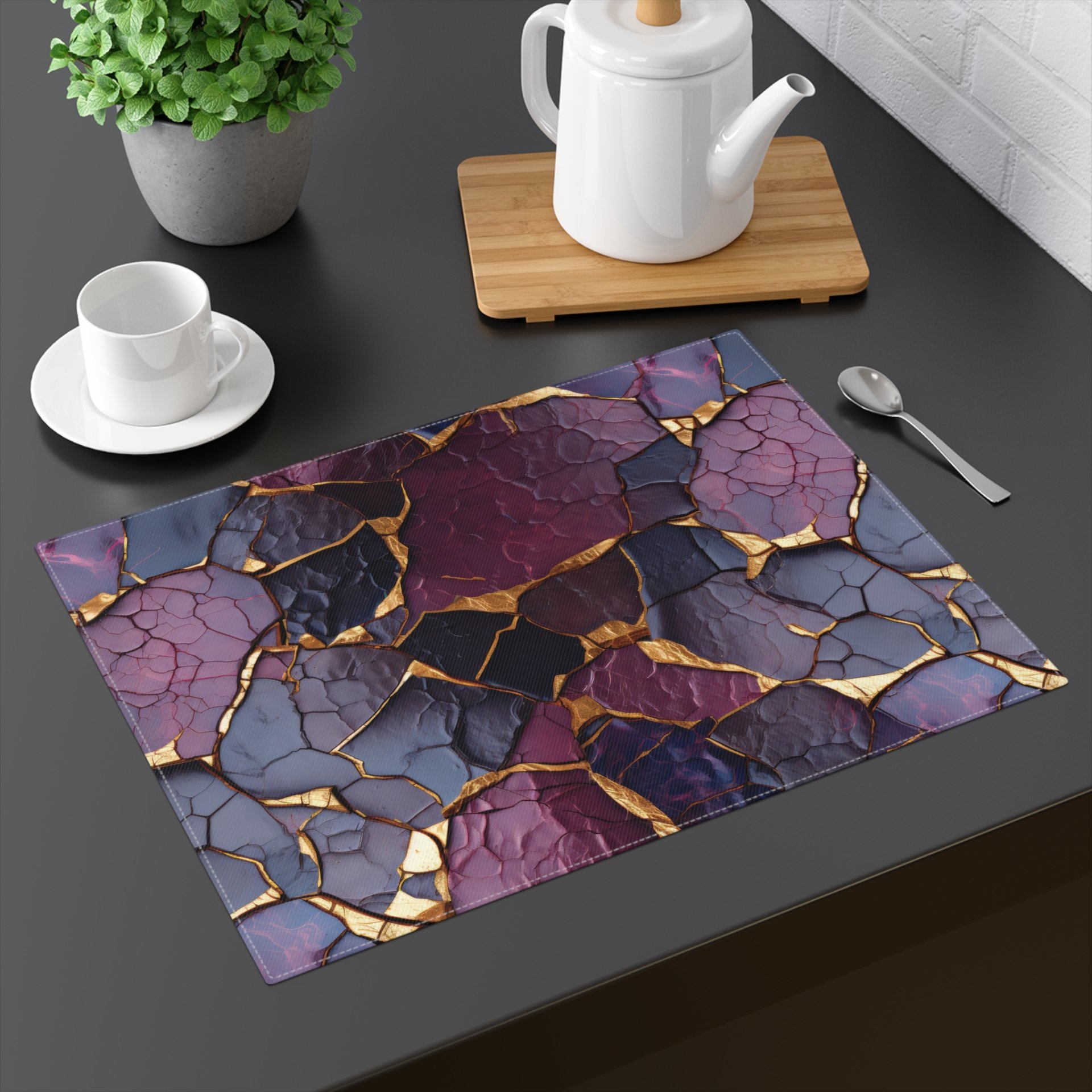 Aubergine Kintsugi Cotton Placemat
