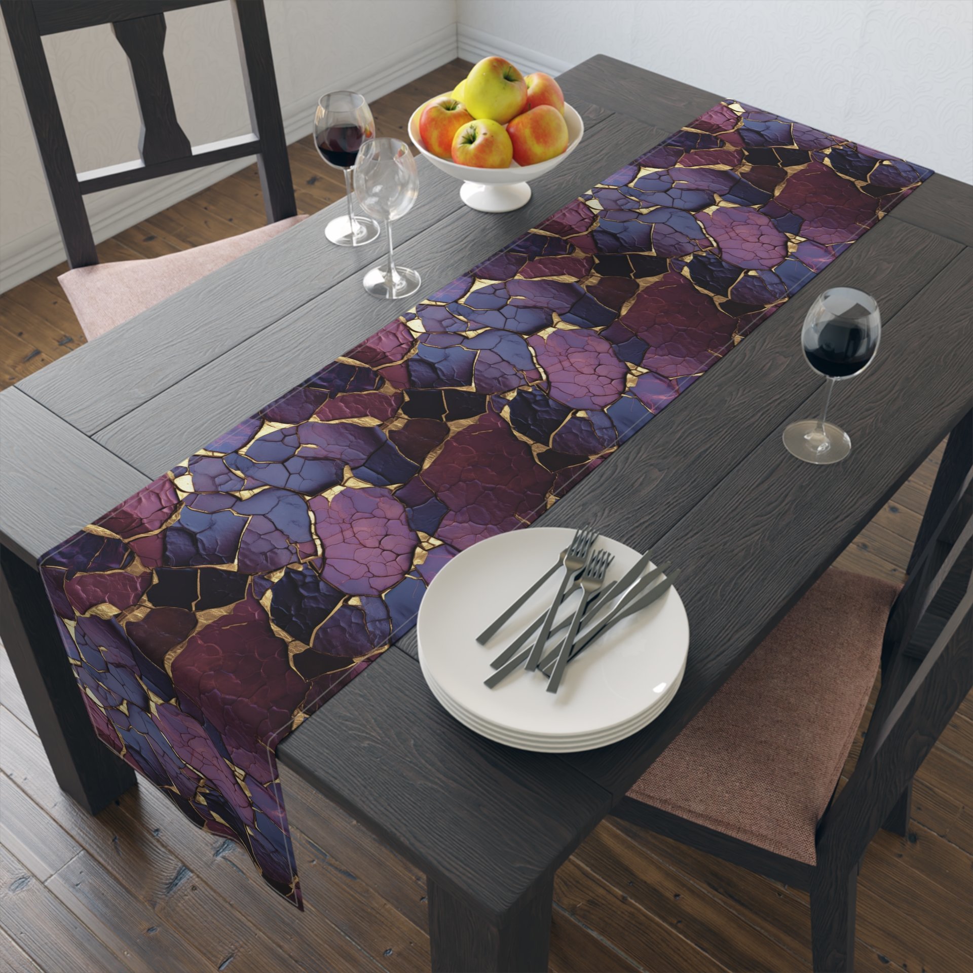 Purple Kintsugi Table Runner