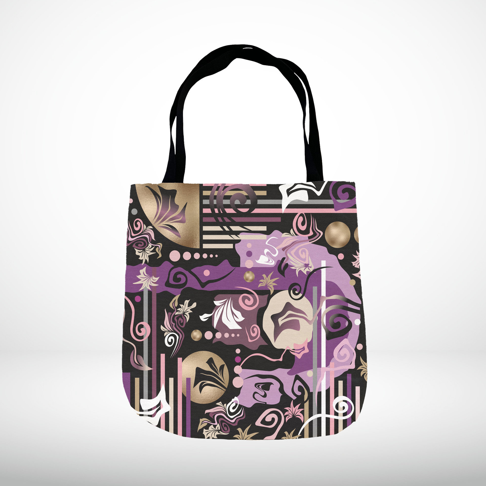 Purple Abstract Geometric Tapestry Bag