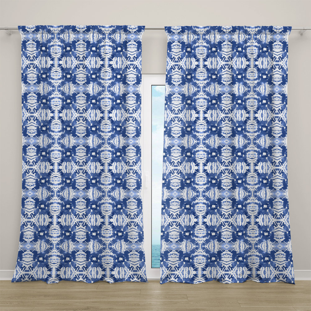 Watercolor Tie-Dye Window Curtains, Rod Pocket Panels
