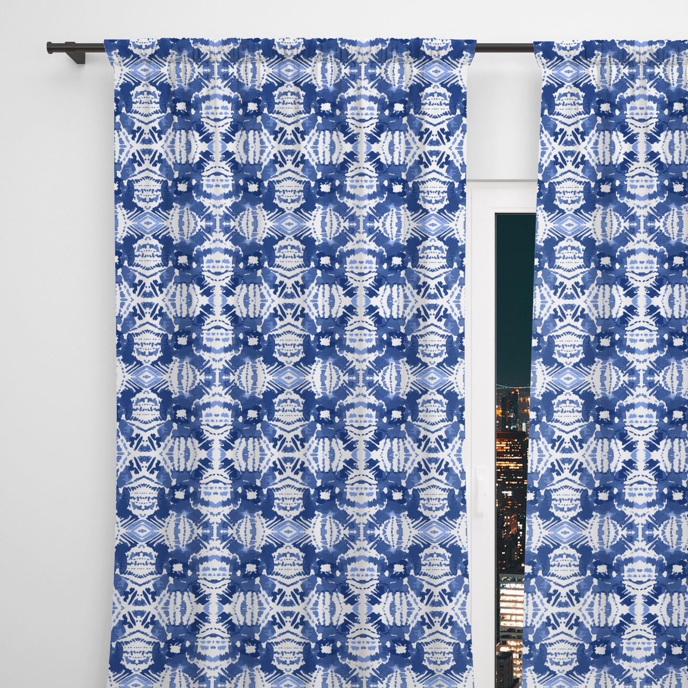 Japanese Shibori Tie-Dye Window Curtains, Rod Pocket Panels