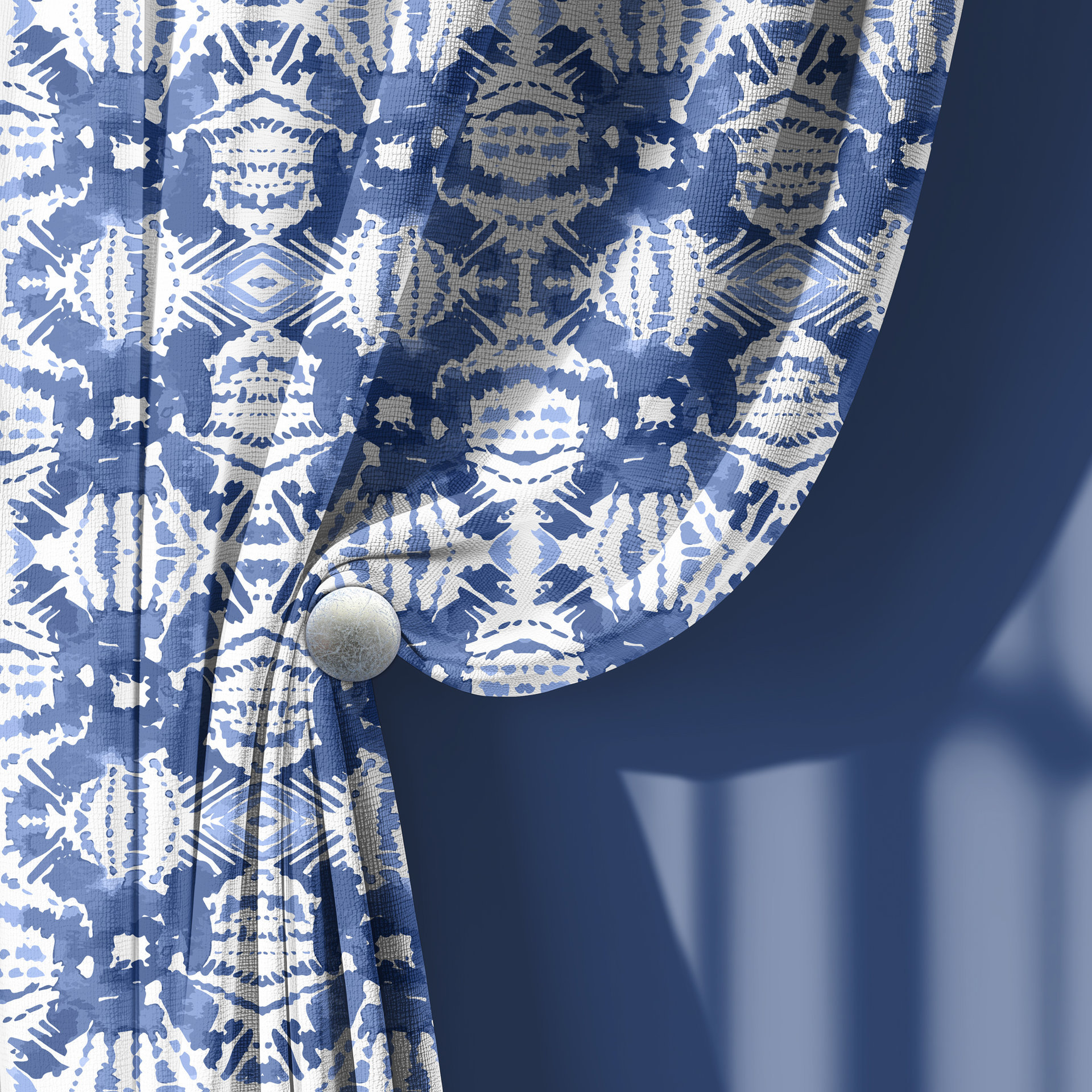 Japanese Shibori Tie-Dye Window Curtains, Rod Pocket Panels