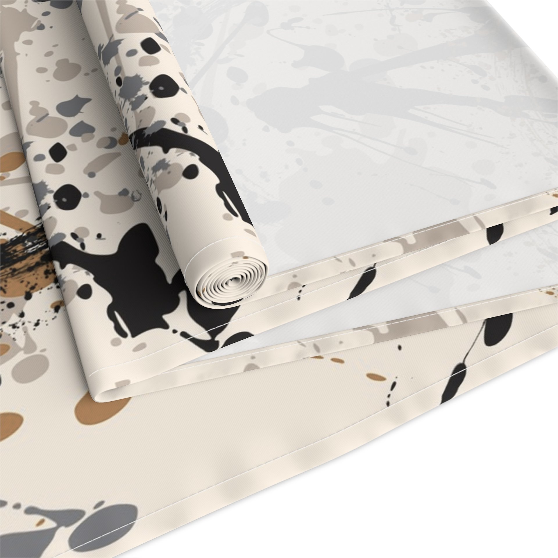 Neutral Paint Spatter Table Runner folded