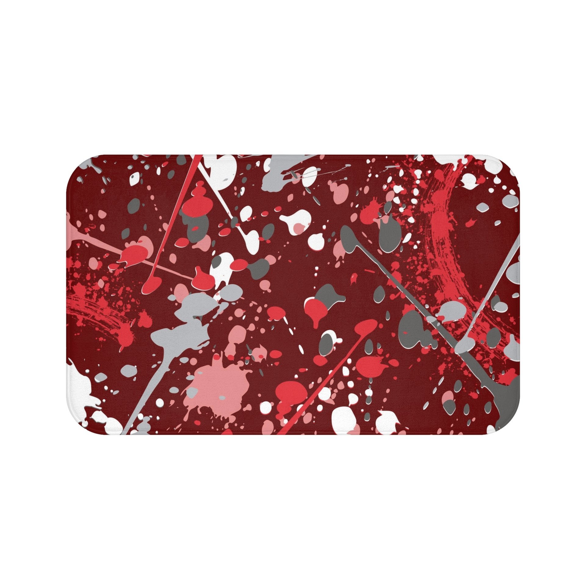 Burgundy paint spatter small bath mat