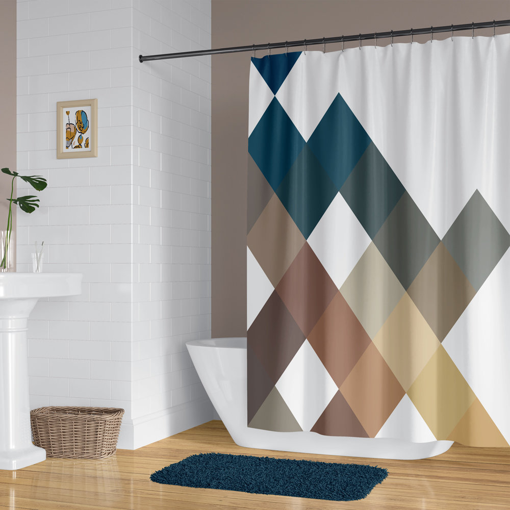 Blue and Brown Large Squares Shower Curtain