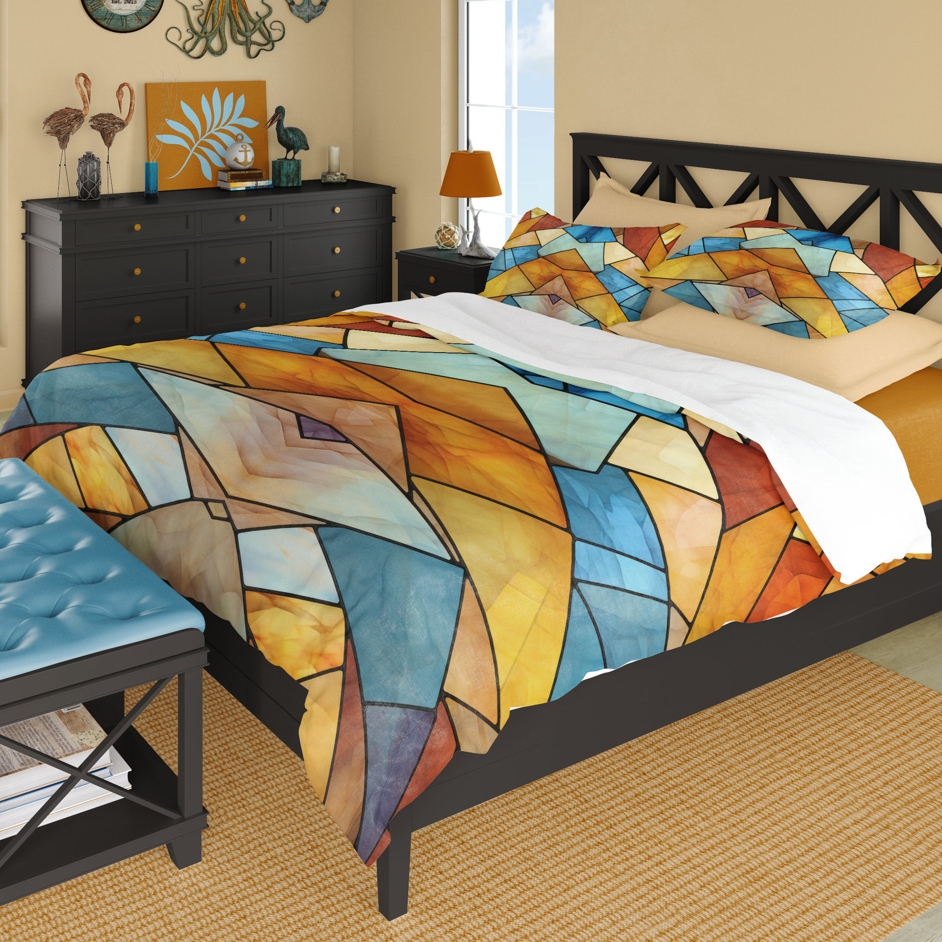 Stained Glass Eagle Bedding Set