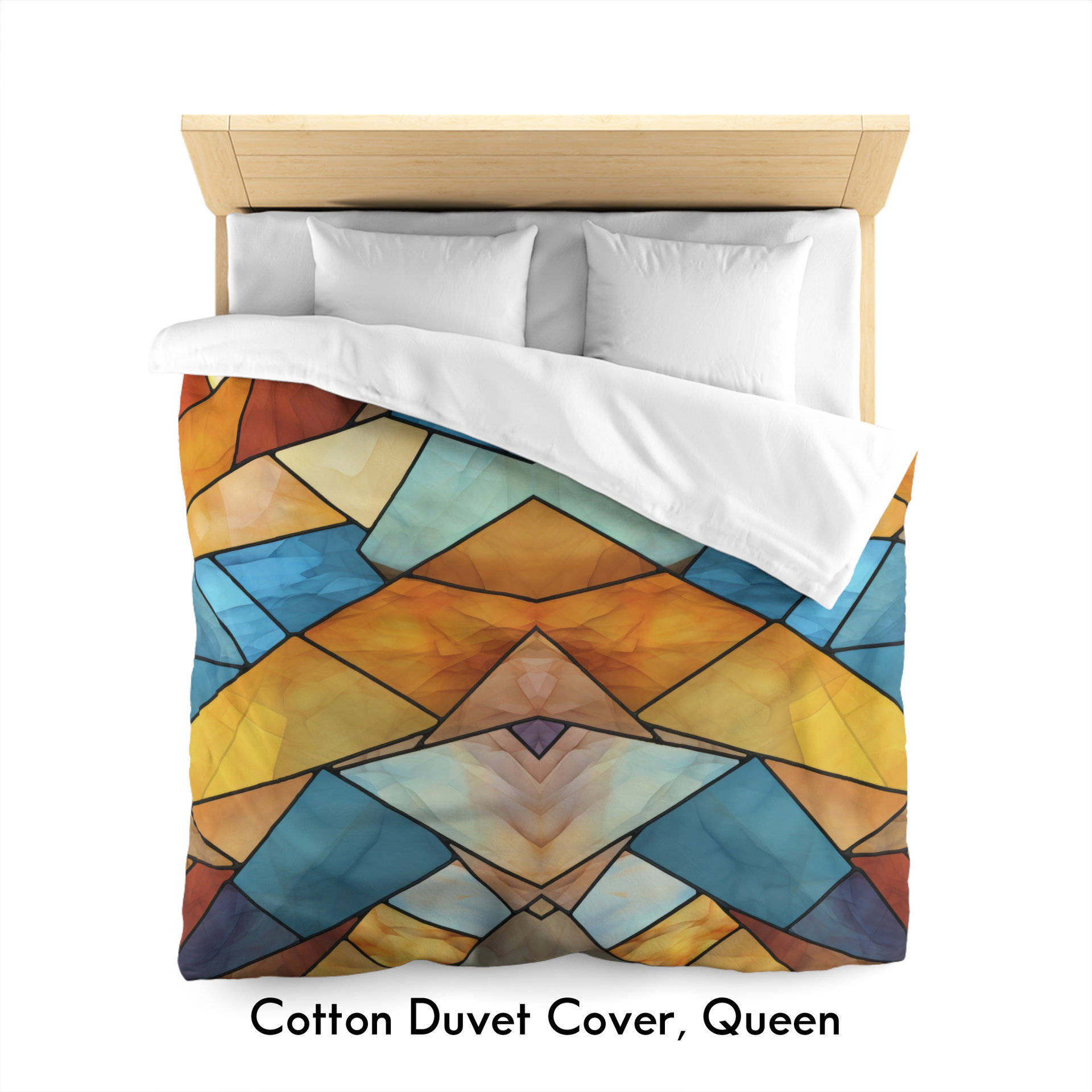 Stained Glass Eagle Duvet Cover, Cotton queen