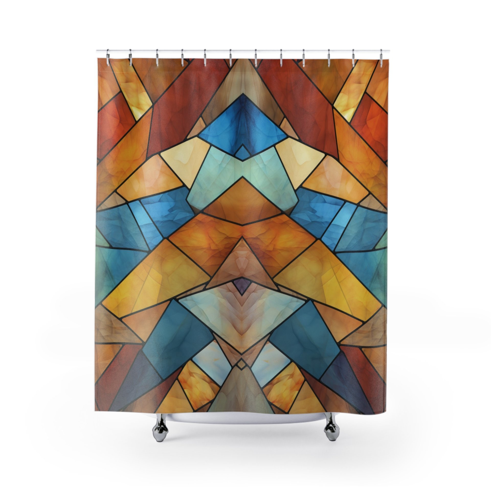 Stained Glass Eagle Shower Curtain, Southwestern Colors