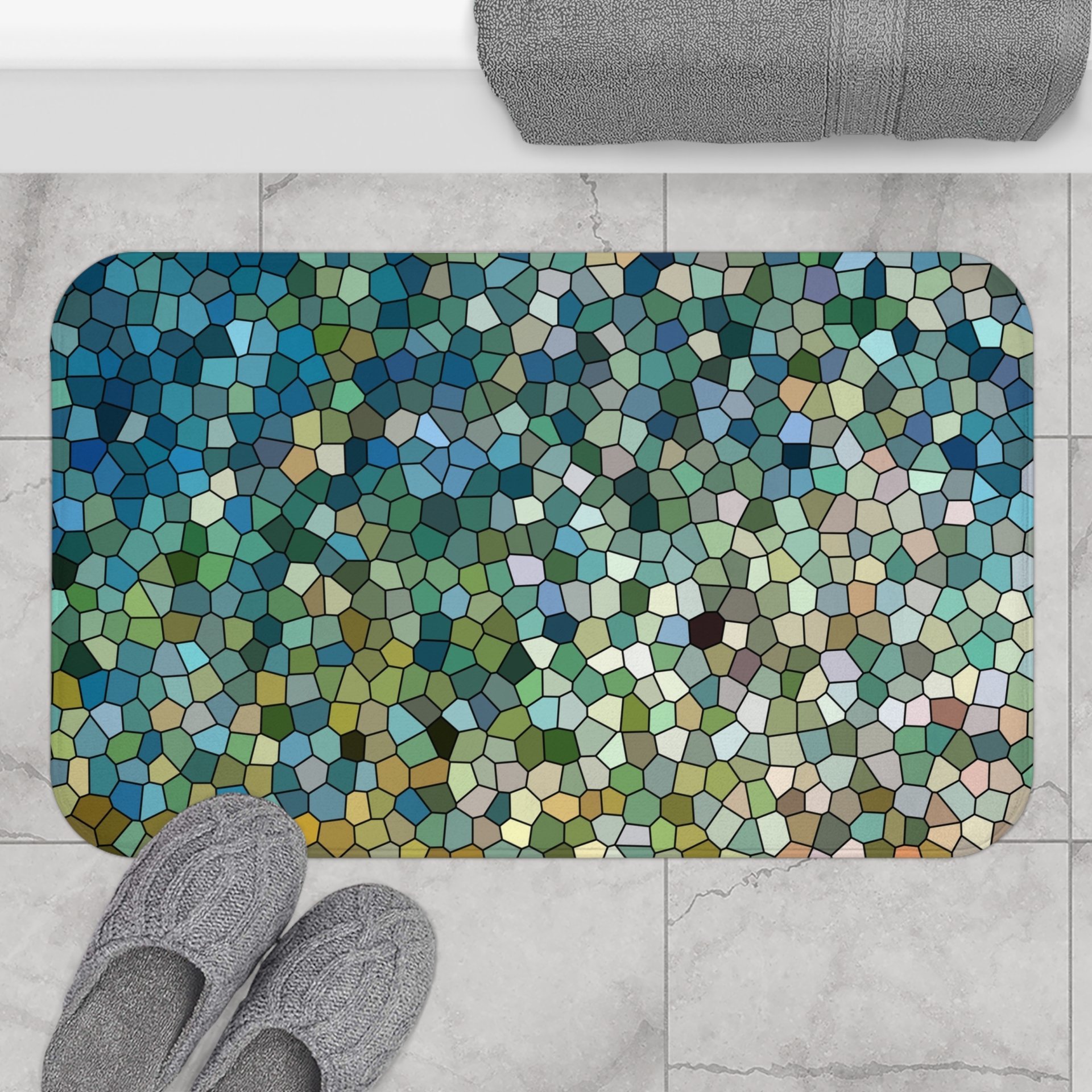 Aqua Mosaic Shower Curtain