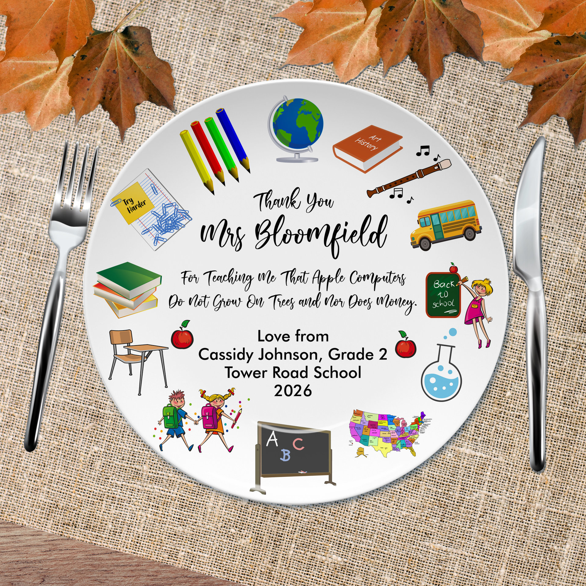 Personalized Teacher Appreciation Gift Plate