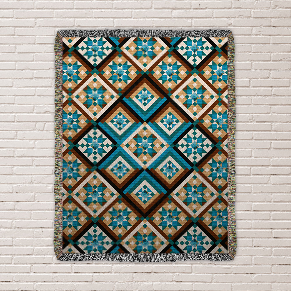 Southwestern Woven Cotton Blanket, Diamonds Pattern