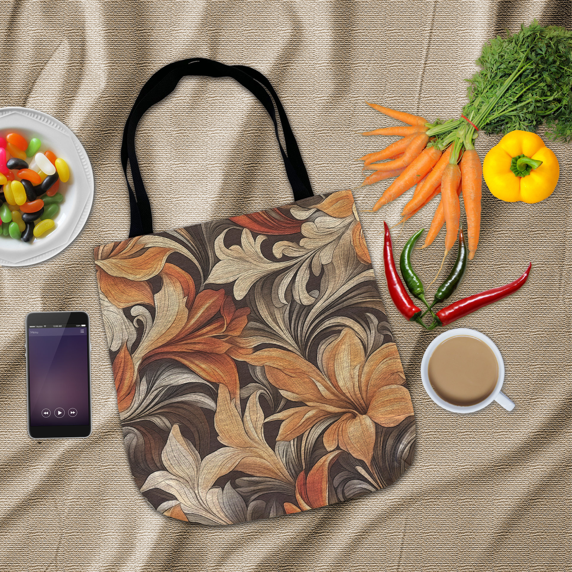Tiger lilies Woven shopping Bag