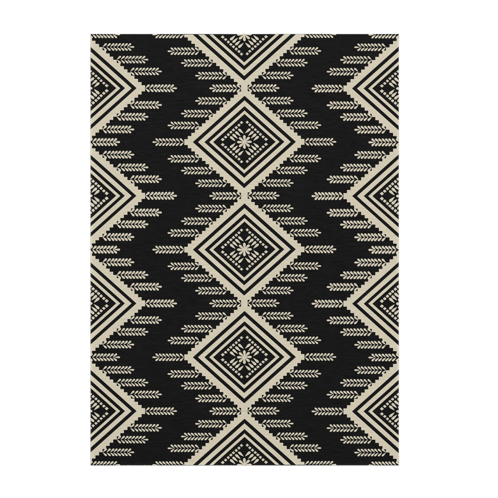 An Aztec or ethnic pattern geometrical design in black and beige
