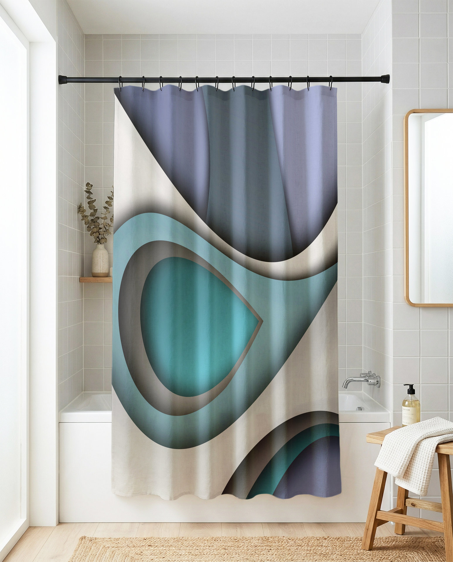 Modern Abstract Geometric Shower Curtain