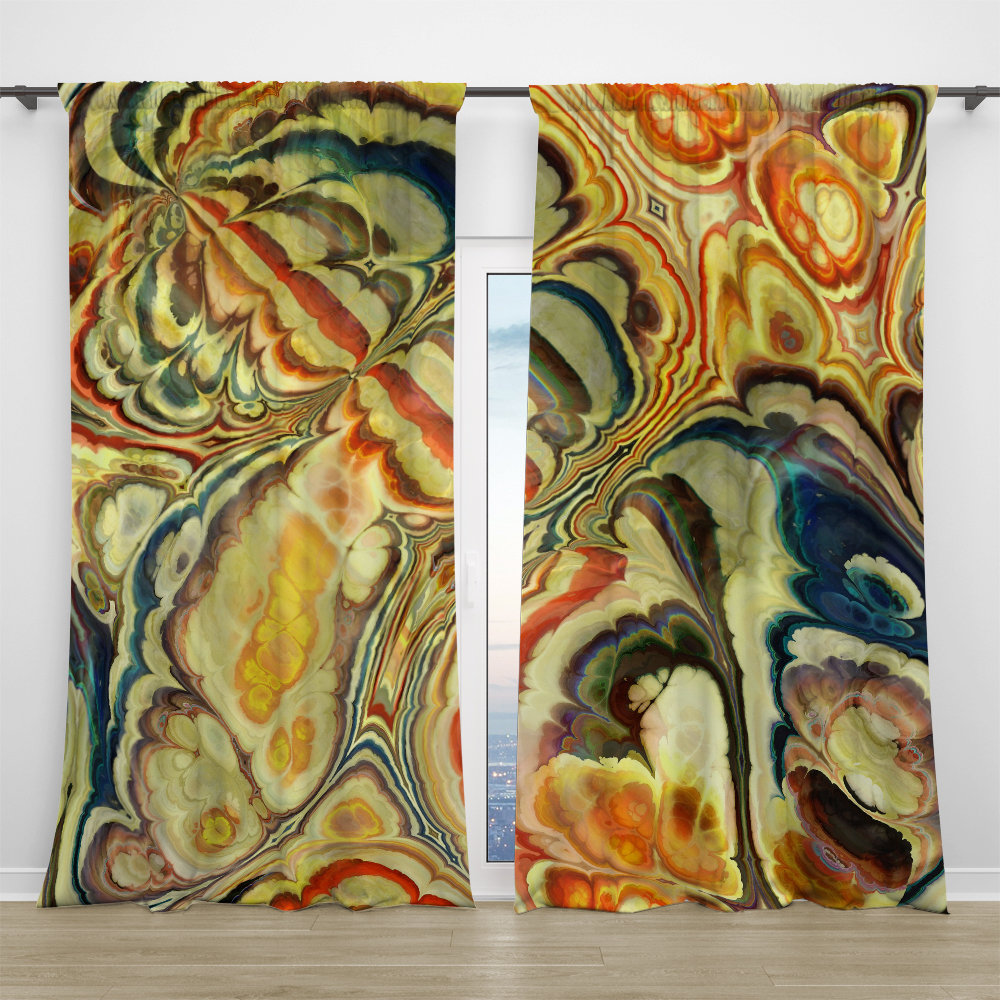 Colorful Abstract Art Window Curtains, Rod Pocket Panels