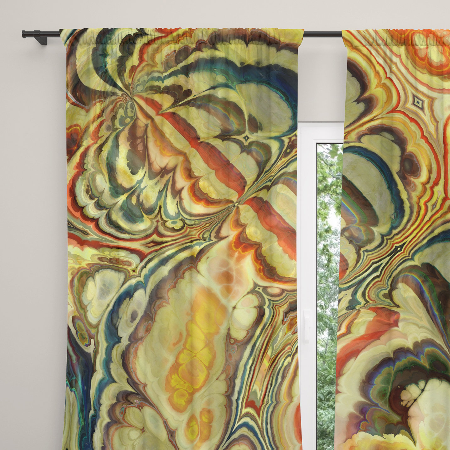 Colorful Abstract Art Window Curtains, Rod Pocket Panels